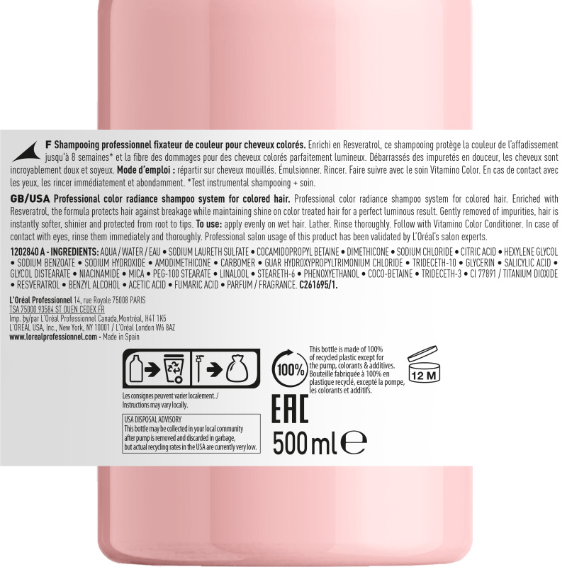 Vitamino Color Resveratrol Shampoo - 500ml