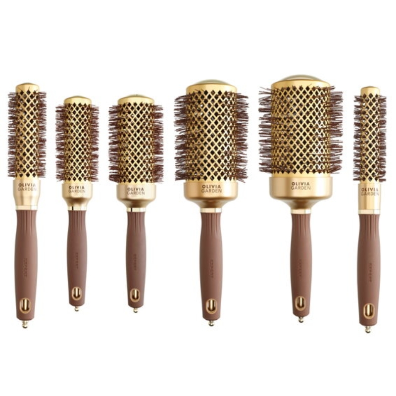 Olivia Garden Expert Blowout Shine Wavy Bristles Gold & Brown - 25mm